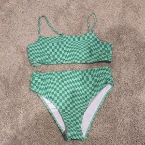 Green Checkered Bikini Set
